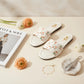 Woven Floral Strap Slipper - White
